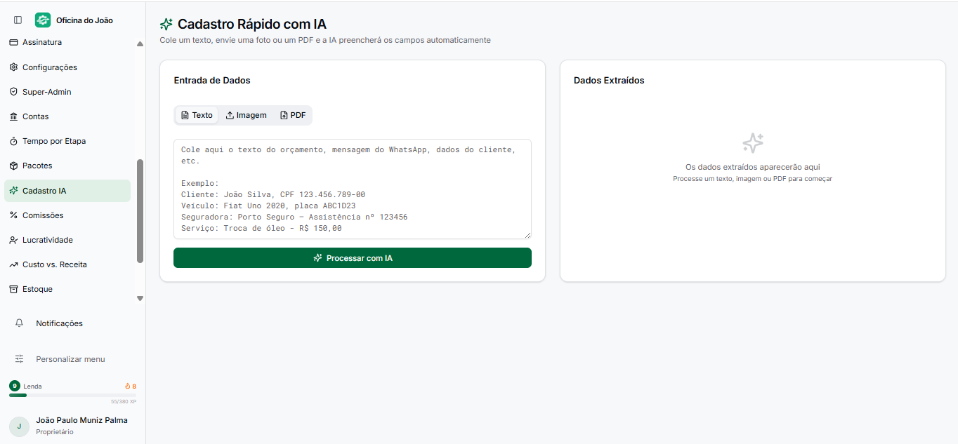 Cadastro por IA do AutoFlowApp